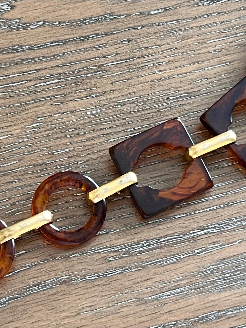 Yves Saint Laurent Tortoiseshell-Link Belt with Gold Hardware
